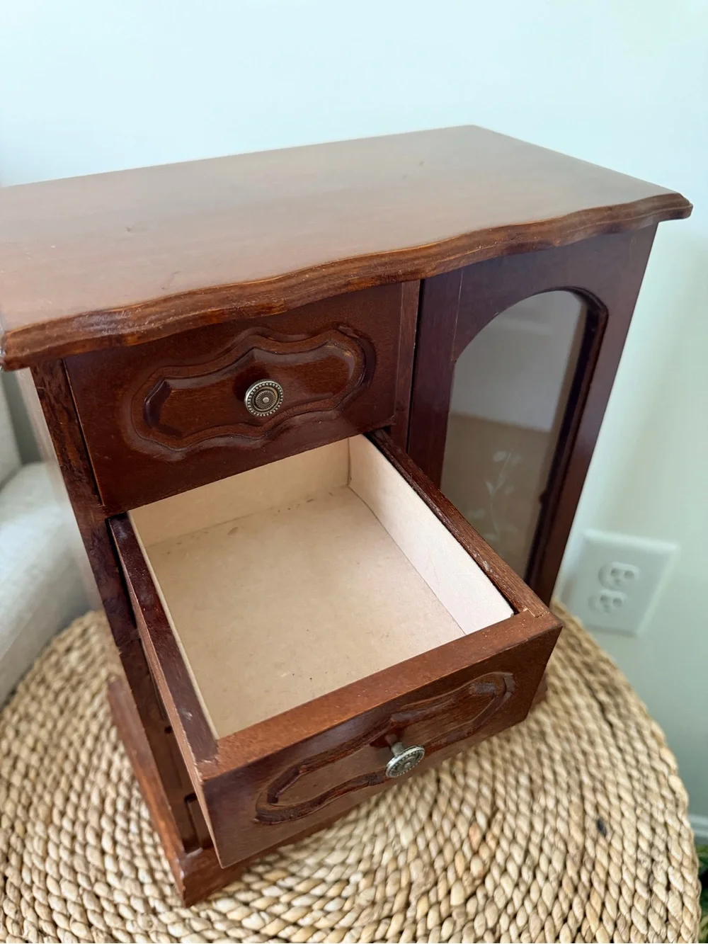Vintage Wooden Jewelry Tabletop Armoire